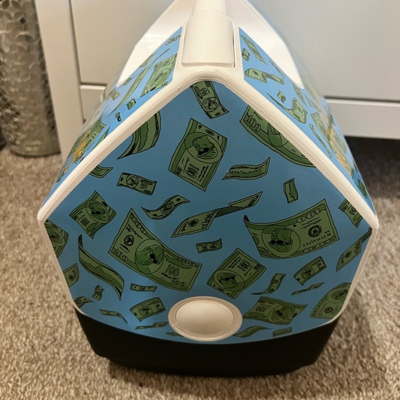 Mo Money Mo Problems Cooler with Blue and Black Design (Gently Used) - Picture 2 of 3